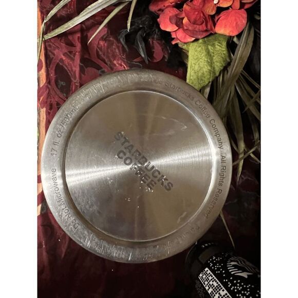 Starbucks 2006 Gold and Silver Metal Insulated 17oz Thermos with Removeable Cup - Picture 4 of 5